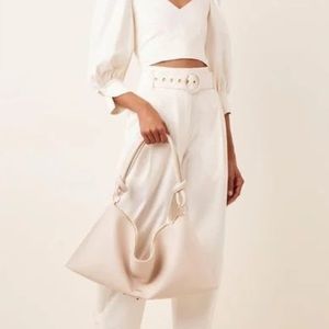 BNIB Cult Gaia Off-White Hera Oversized Leather Shoulder Bag